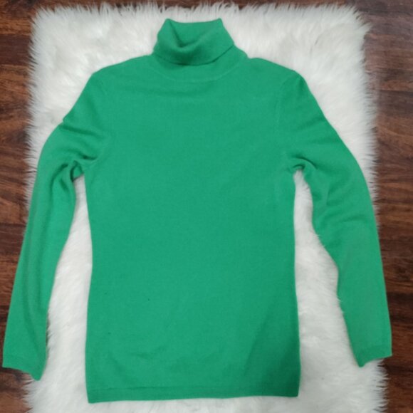 John Lewis Green Soft Cashmere Turtleneck Pullover Sweater Women's Size 8 - Picture 4 of 12